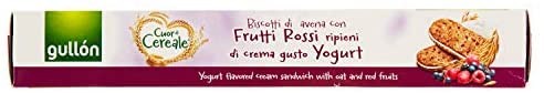 Gullón Biscotti di Avena con Frutti Rossi Ripieni di Crema Gusto Yogurt, 5 x 44g