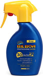 Bilboa Bimbi Trigger Solare Bambini con Protezione SPF 30, Spray Senza Alcool, Formula Anti Sabbia, Resistente all'Acqua e Anti