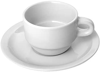 HOTELWARE Ariston Tazza caffè con Piatti Colazione, Bianco, 88 ml, Porcellana, 12x12x6 cm