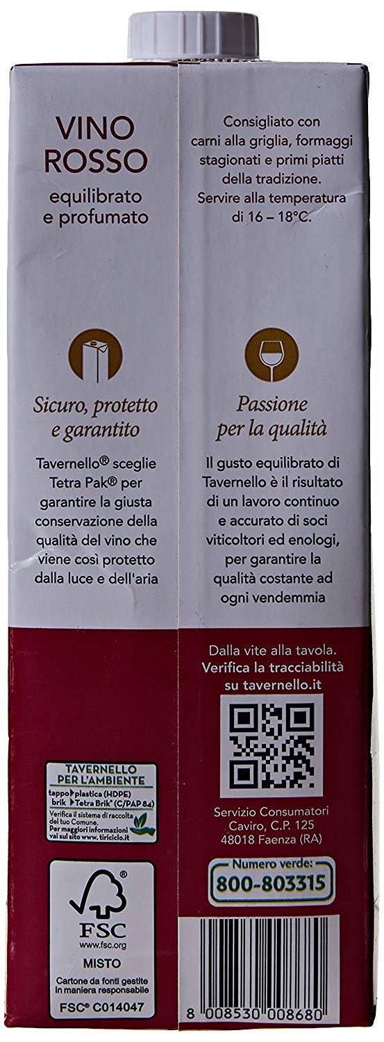 Tavernello Vino Rosso D Italia 15 X 1000 Ml Raspada Tavernello vino rosso d italia 15 x 1000 ml raspada
