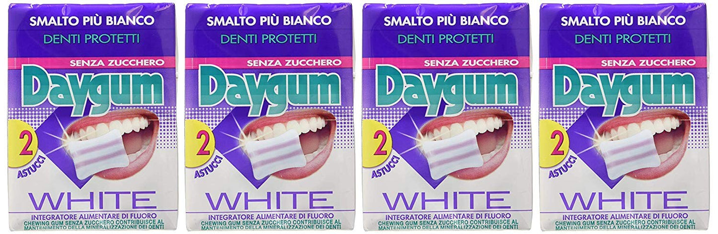 Daygum White, Gomme da Masticare - 4 confezioni da 2 astucci [8 astucci]