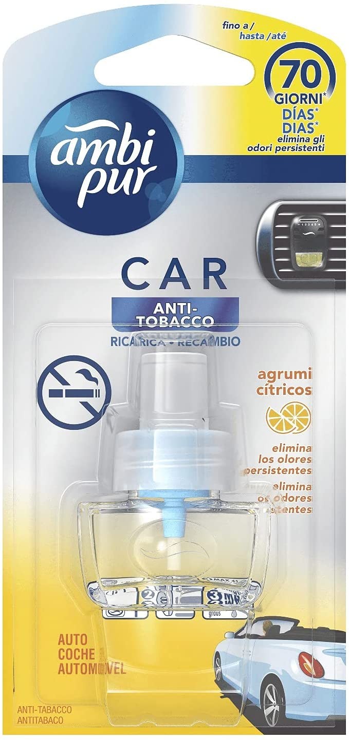 Ambi Pur Deodorante Auto Ricarica, Profumo Brezza Leggera, Elimina Odori Facile da Agganciare, Durata fino a 70 Giorni