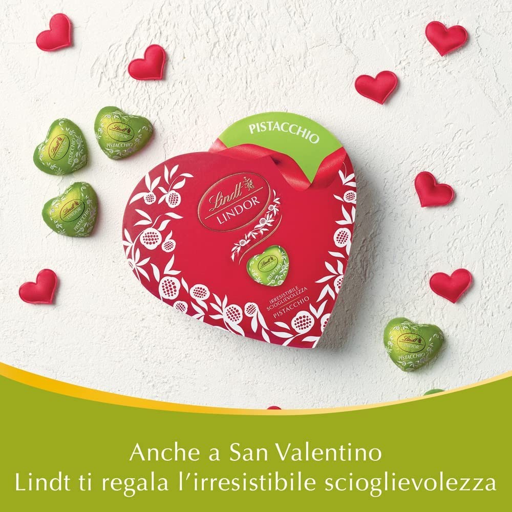 SCATOLA REGALO san valentino CUORE LINDOR LINDT pistacchio 82g.
