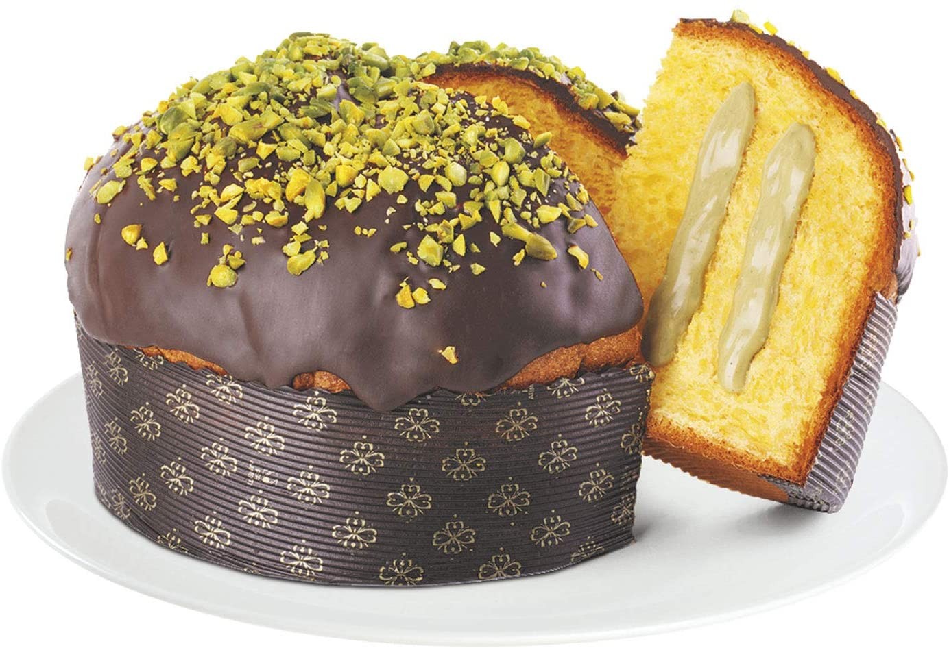 ANTICHI SAPORI - PANETTONE FARCITO DI CREMA PISTACCHIO RIC CIOCC FONDENTE 70% E PISTACCHI DI SICILIA - 900 GR