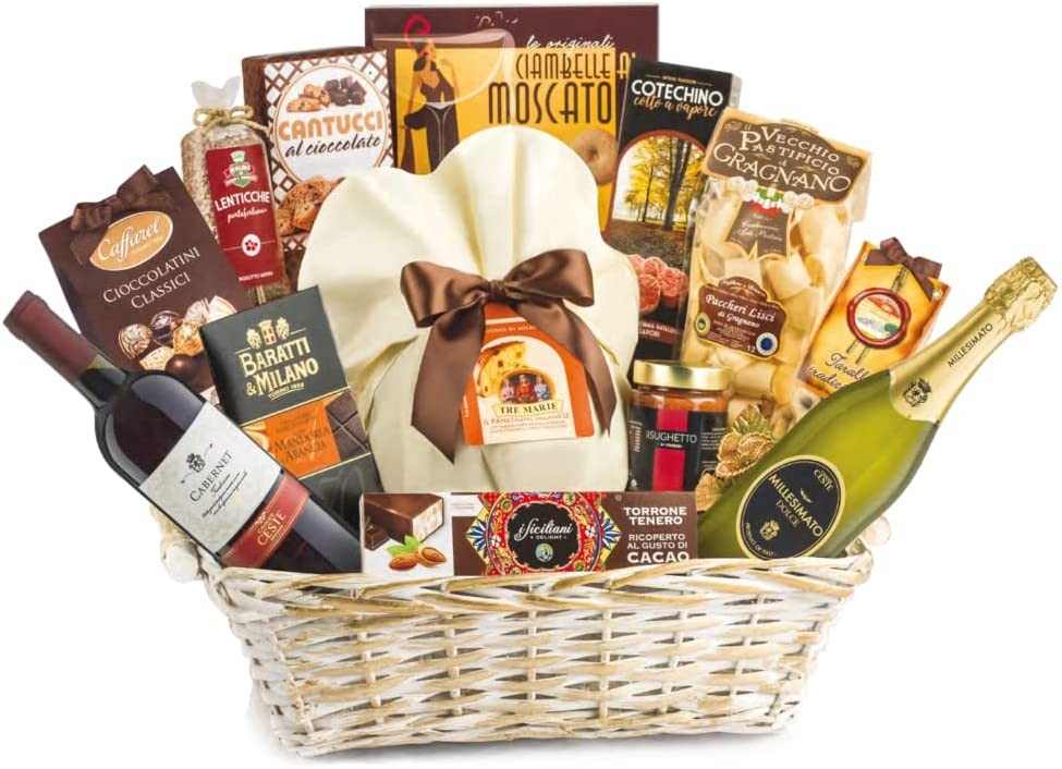 Confezione cesto Natalizio PIAZZA DUOMO con 14 specialità, idea Regalo gourmet