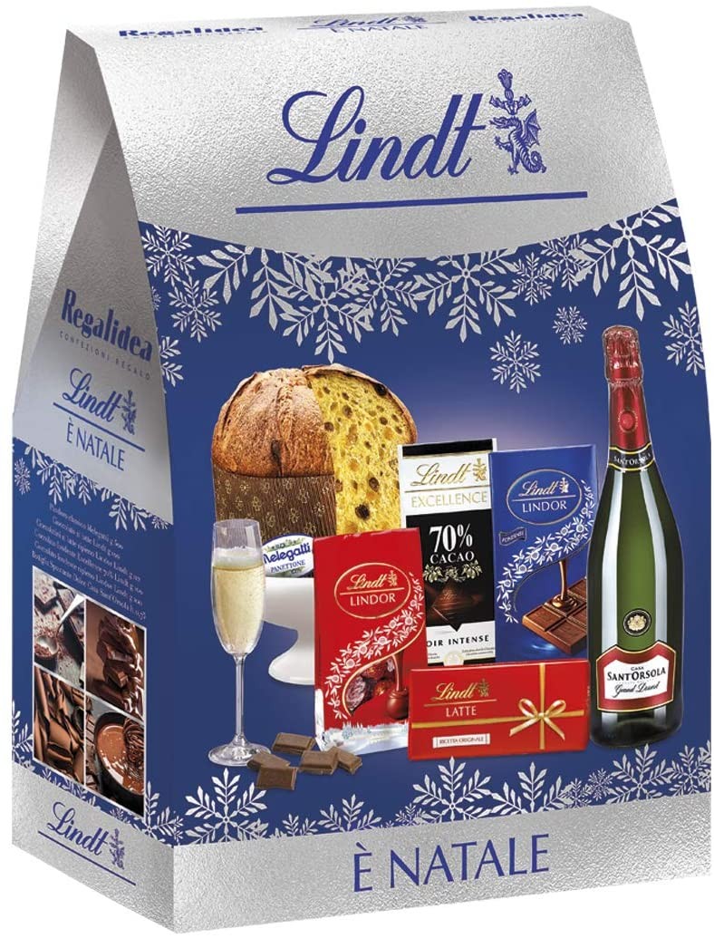 Confezione Natalizia cesto Strenna "E' NATALE LINDT PANETTONE" da 6 Pazzi