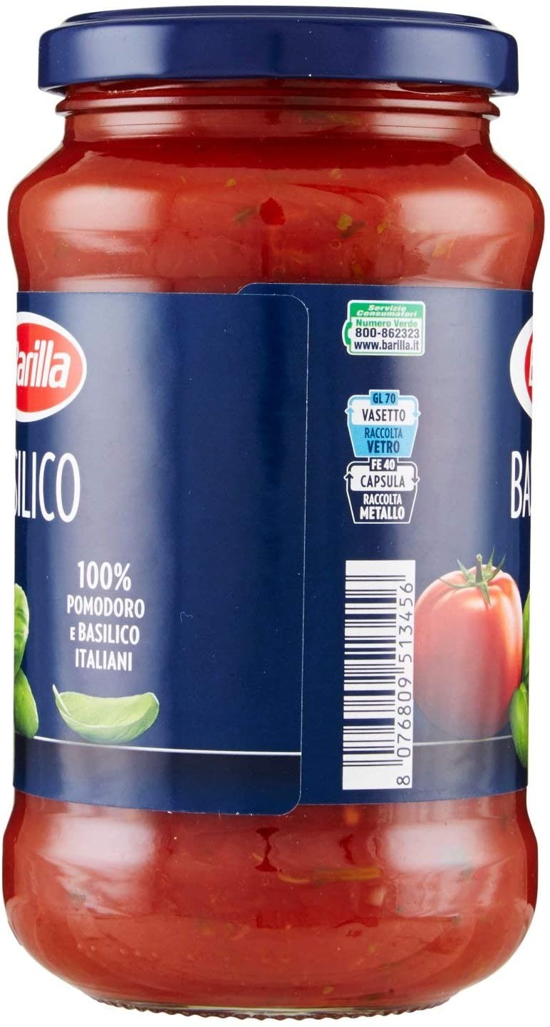 Barilla - Sugo con Pomodoro e Basilico, senza Conservanti - 6 pezzi da 400 g [2400 g]