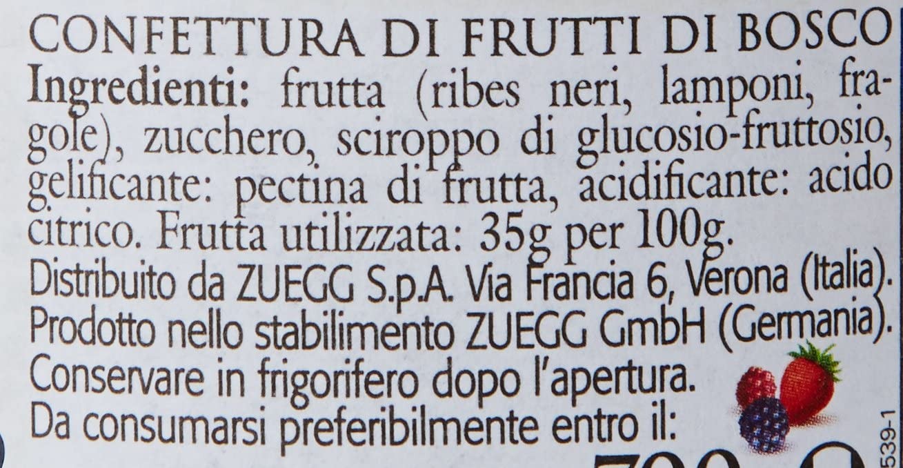 Zuegg Confettura di Frutti di Bosco, 700g
