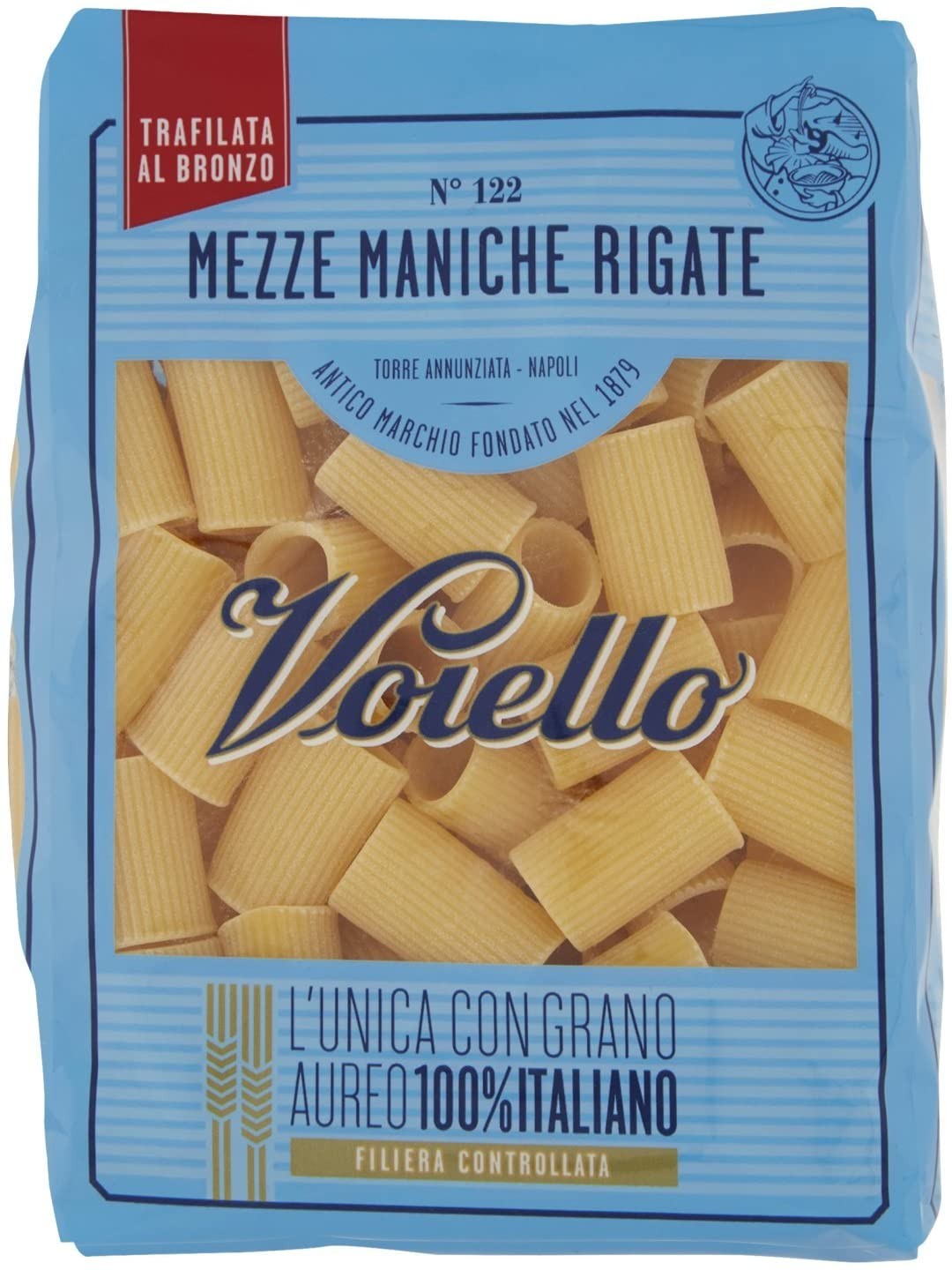 Voiello 122 Mezze Maniche Rigate - 8 pezzi da 500 g [4 kg]