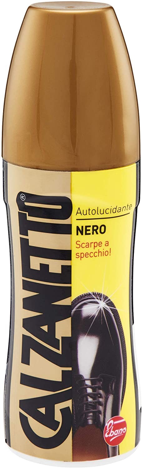 Calzanetto Trattamento Liquido Autolucidante per Calzature in Pelle, Nero, 75ml