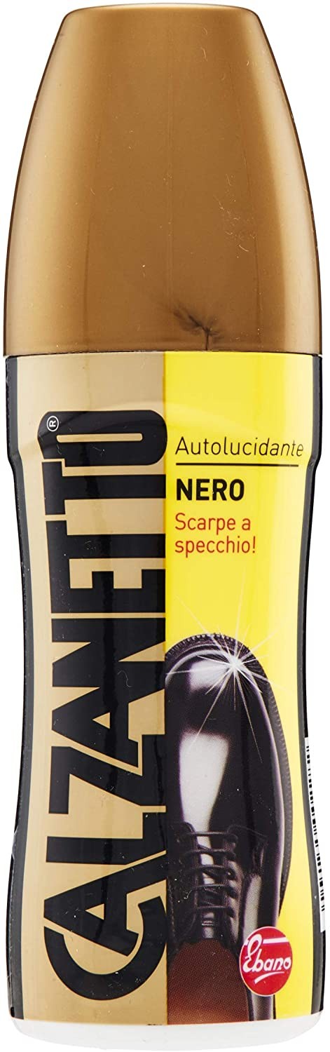 Calzanetto Trattamento Liquido Autolucidante per Calzature in Pelle, Nero, 75ml
