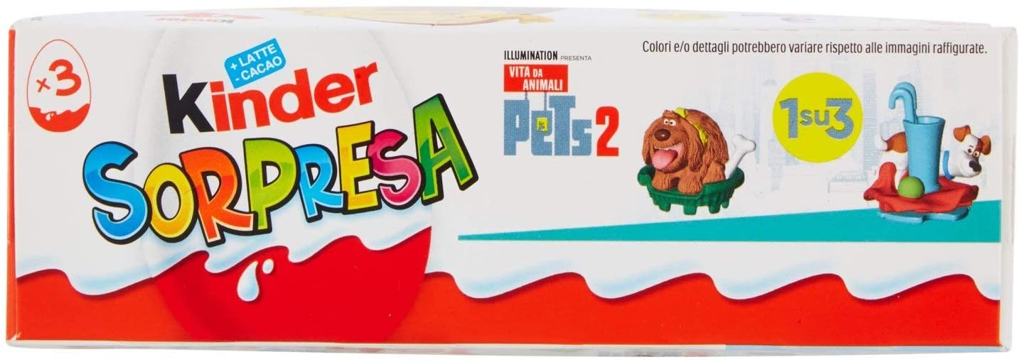 Kinder Ferrero Uovo Dolce con Sorpresa Ricoperto di Cioccolato Finissimo al Latte - 4 confezioni da 3 pezzi da 20 g [12 pezzi, 2