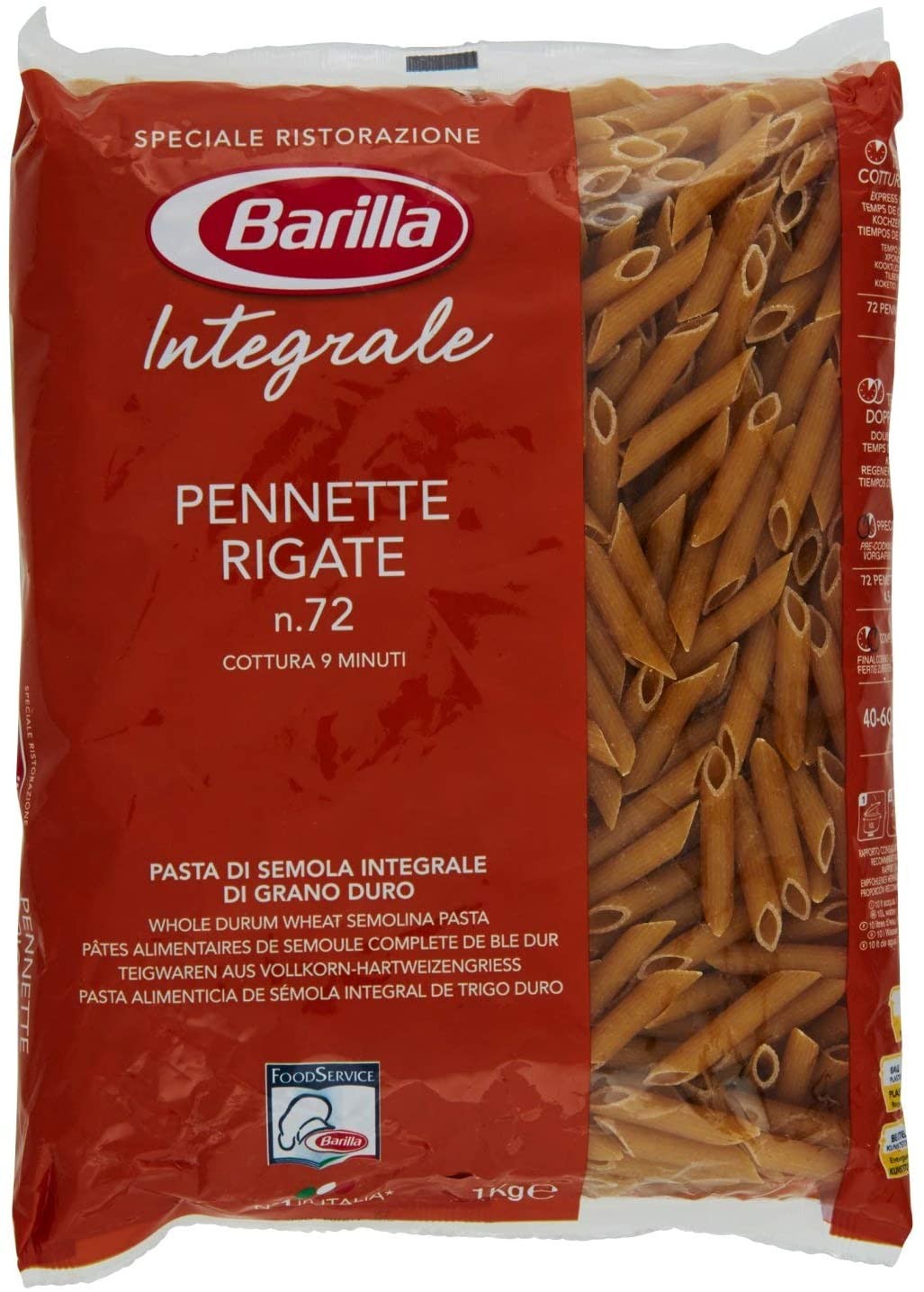 Barilla Pasta Pennette Rigate Integrale, confezione da 3 (3 x 1 kg)