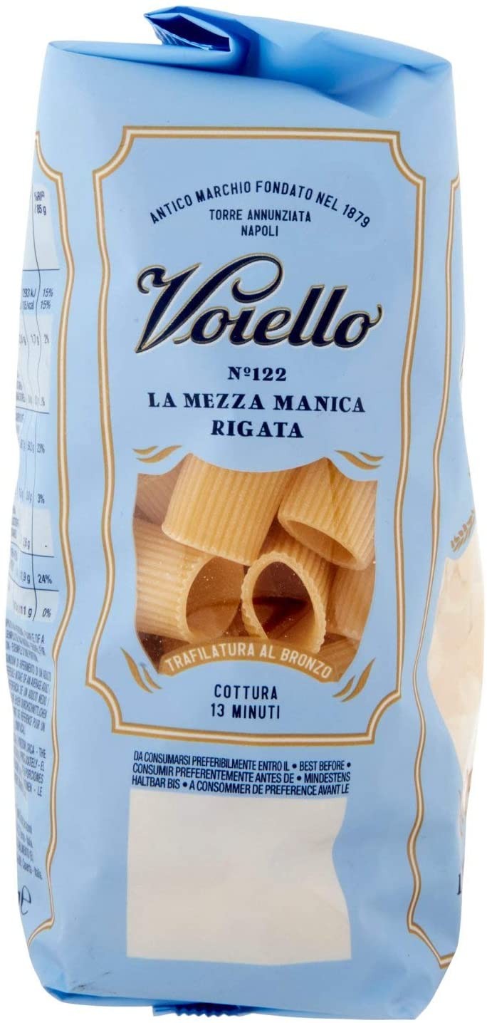 Voiello Pasta Mezze Maniche Rigate N.122, Pasta Corta di Semola Grano Aureo 100%, 500g