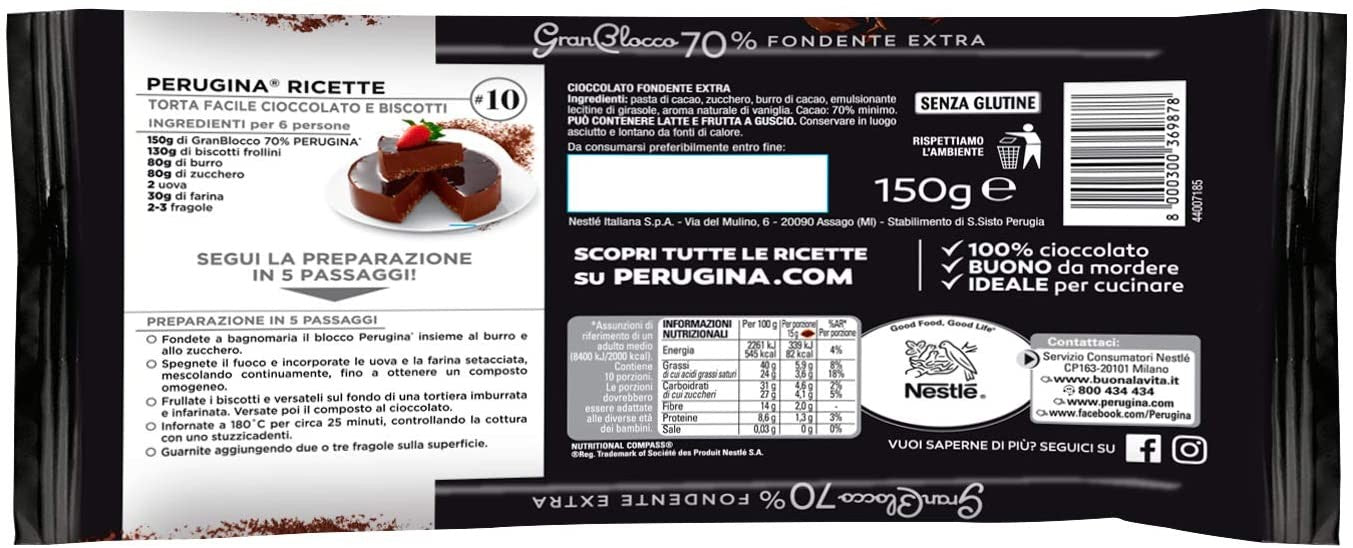 Perugina Tavoletta Cioccolato Fondente Extra, 150g