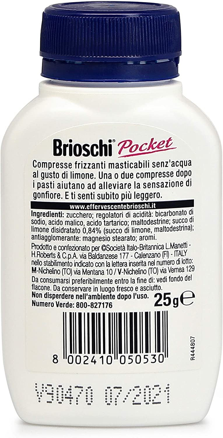 Brioschi - Compresse Effervescenti al Gusto di Limone - Digestivo Rinfrescante e Dissetante, Aiuta contro il Gonfiore e la Pesan