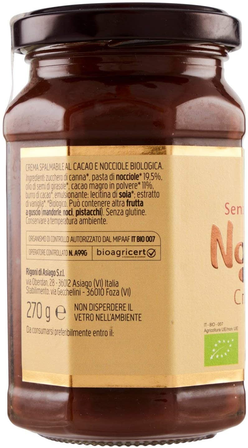 NOCCIOLATA SENZA LATTE BIO- RIGONI DI ASIAGO - CREMA SPALMABILE 270 GR BIOLOGICA