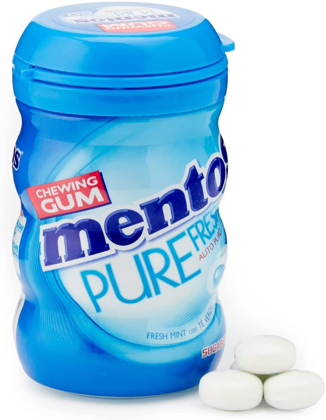 Mentos Pure Fresh Gomme da Masticare Senza Zucchero e Senza Glutine, Gusto Peppermint, con Tè Verde, Formato Barattolo