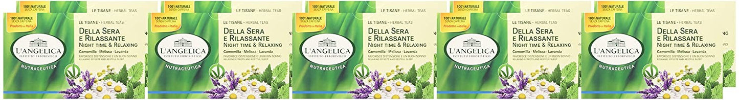 L'Angelica Tisana Funzionale Calmante e Rilassante per Dormire a Base di Camomilla e Passiflora, Tisane con Effetto Distensivo,