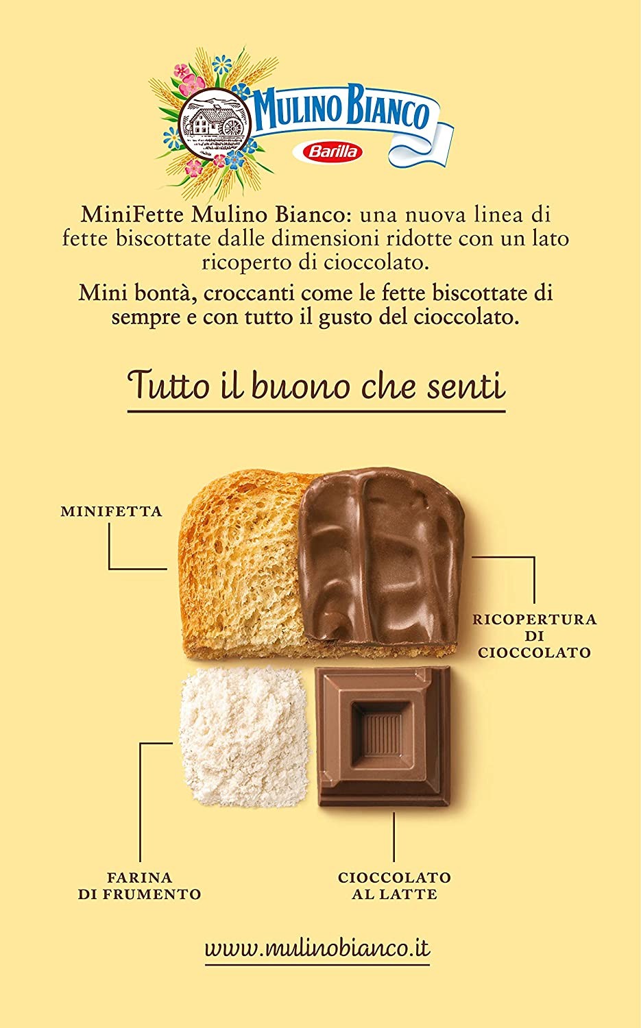 Mulino Bianco Mini Fette con Cioccolato al Latte, per una Colazione Ricca di Gusto - 110 g