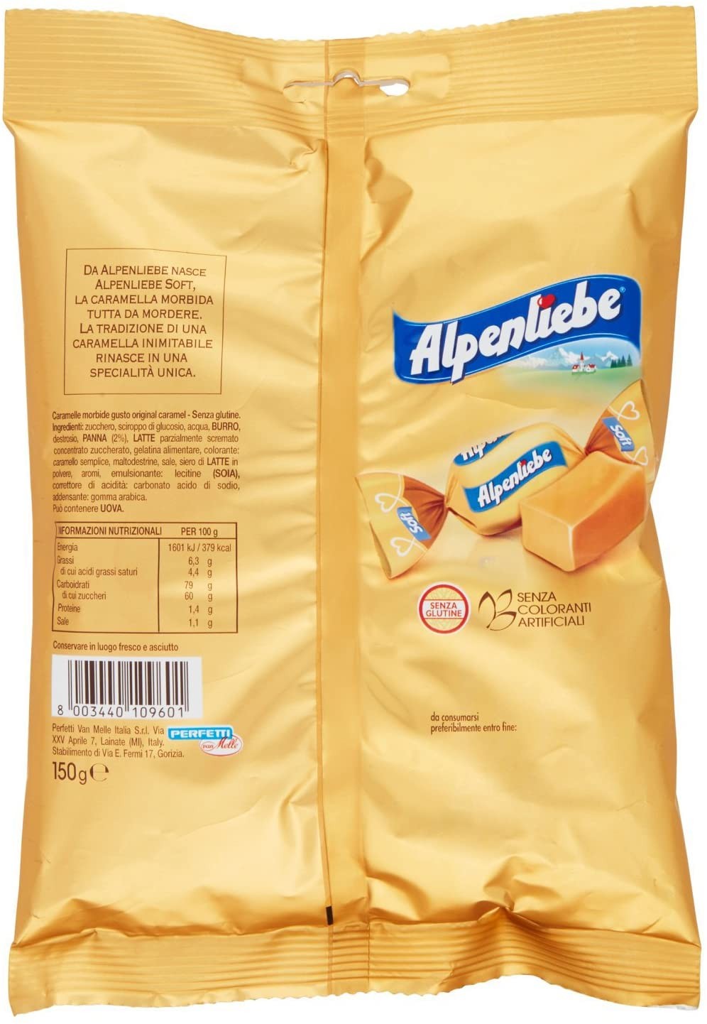 Alpenliebe Soft, Caramelle Moribide Gusto Original Caramel, Caramella Toffee al Caramello, Confezione da 6 buste da 150 gr, Senz