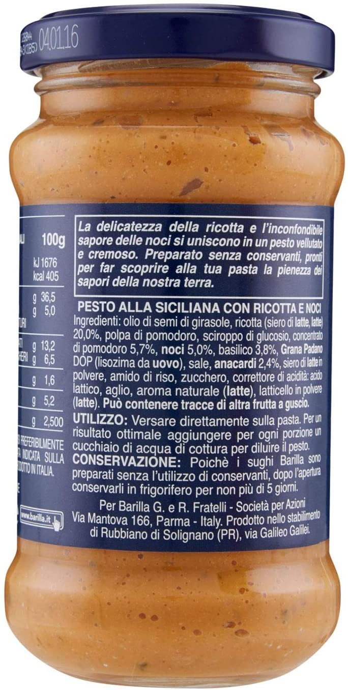 Barilla Pesto Alla Sicilia Con Ricotta E Noci, 190g