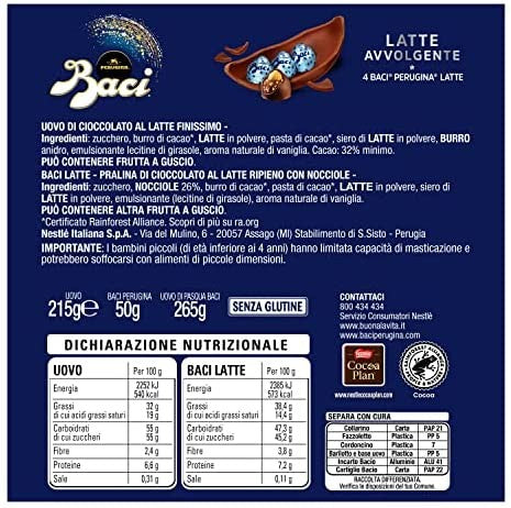 BACI PERUGINA Uovo di Cioccolato al Latte con Sorpresa e 4 BACI PERUGINA LATTE 265g