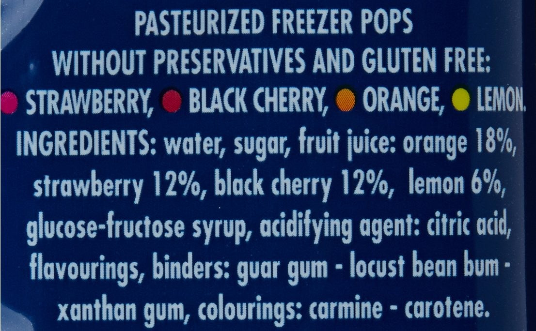 Polaretti Fruit Ice Pops Cool Pops con Real Fruit 10 x 40 ml Senza coloranti Artificiali. Senza conservanti Senza glutine