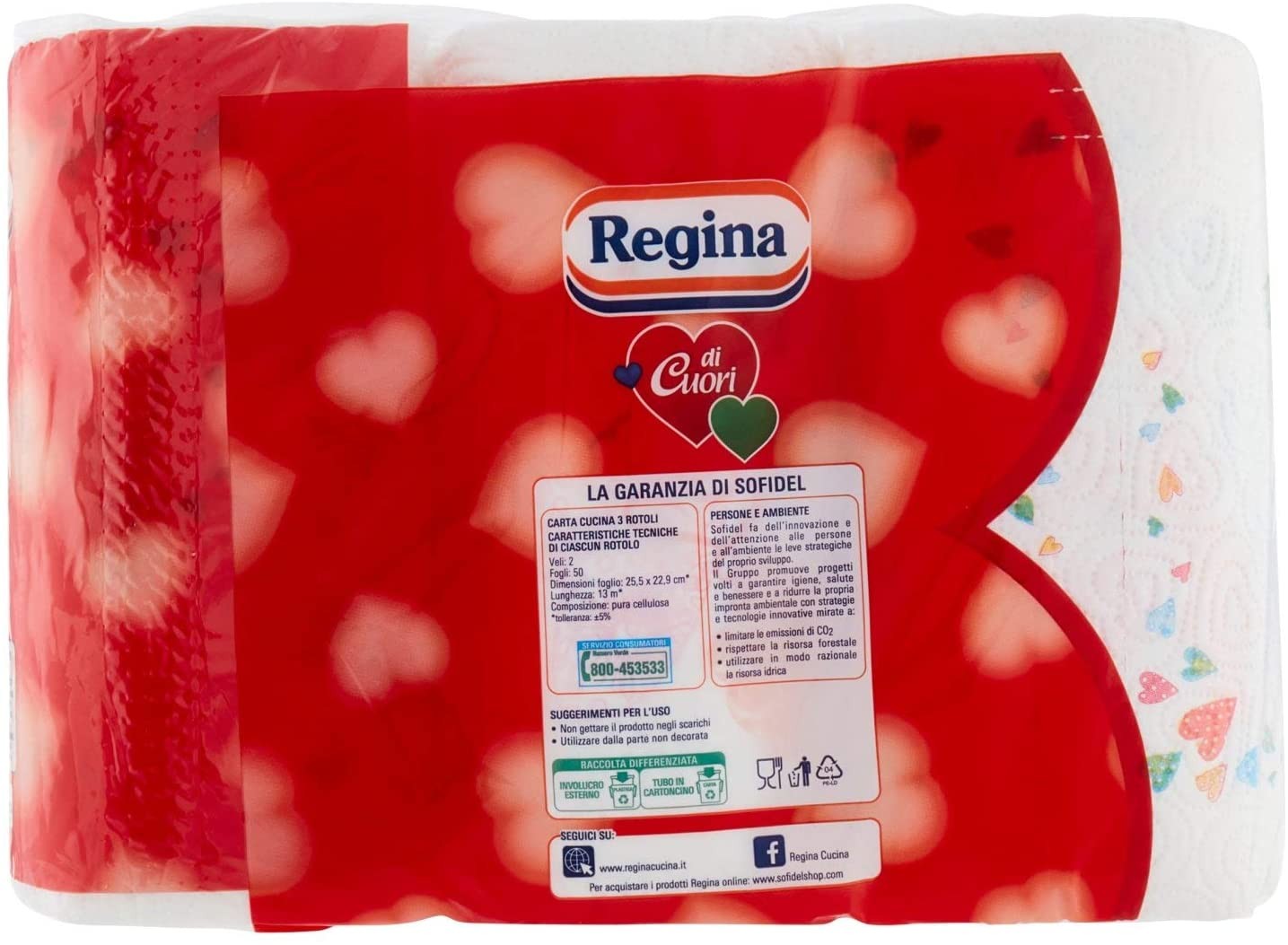 Regina - Carta, 3 veli, Super Assorbenza - 2 confezioni da 3 rotoli [6 rotoli]
