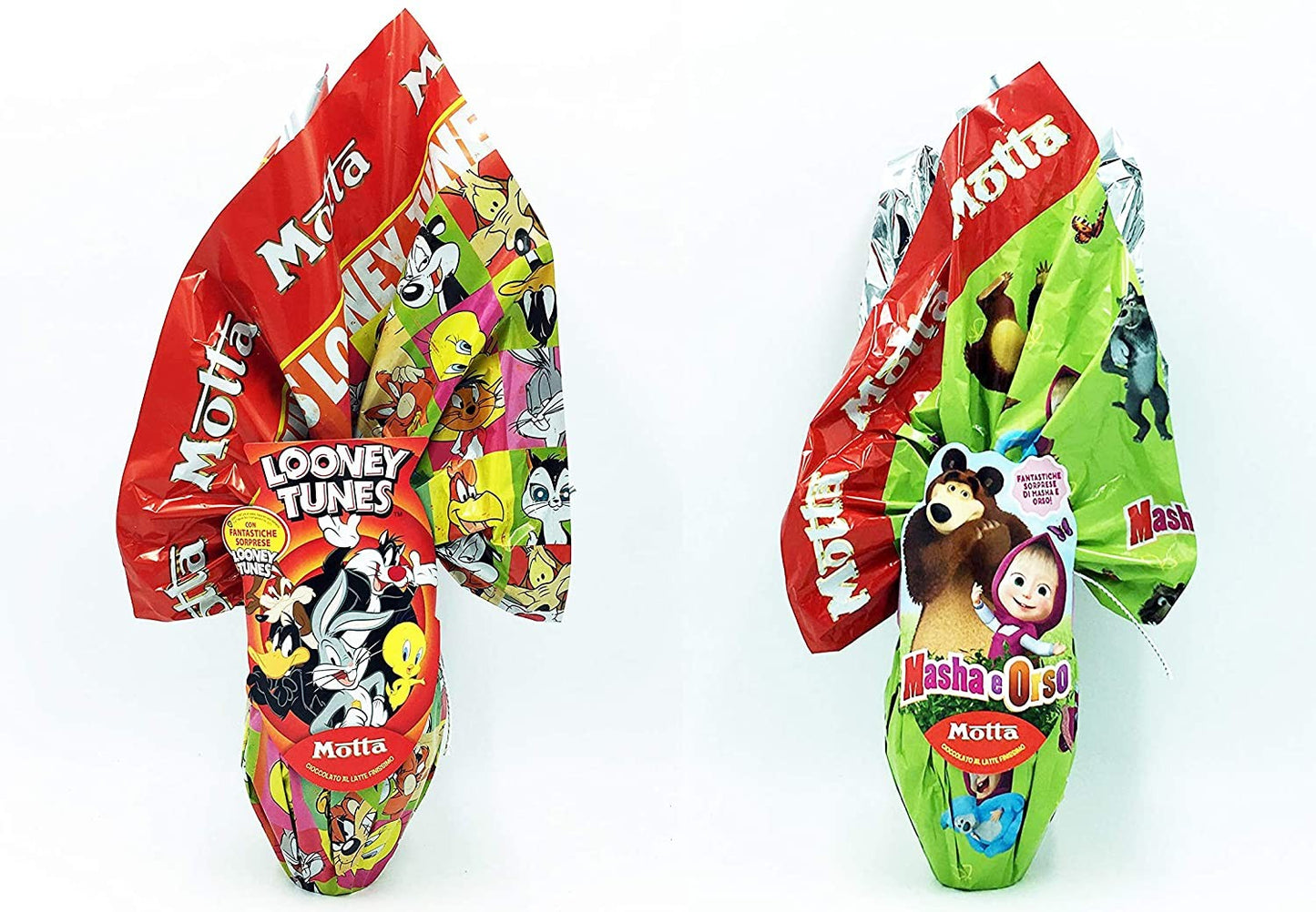 IDEA PASQUA MIX UOVA MOTTA: Uovo Motta Masha e Orso 190 g+ Uovo Pasqua Looney Tunes Motta 190g