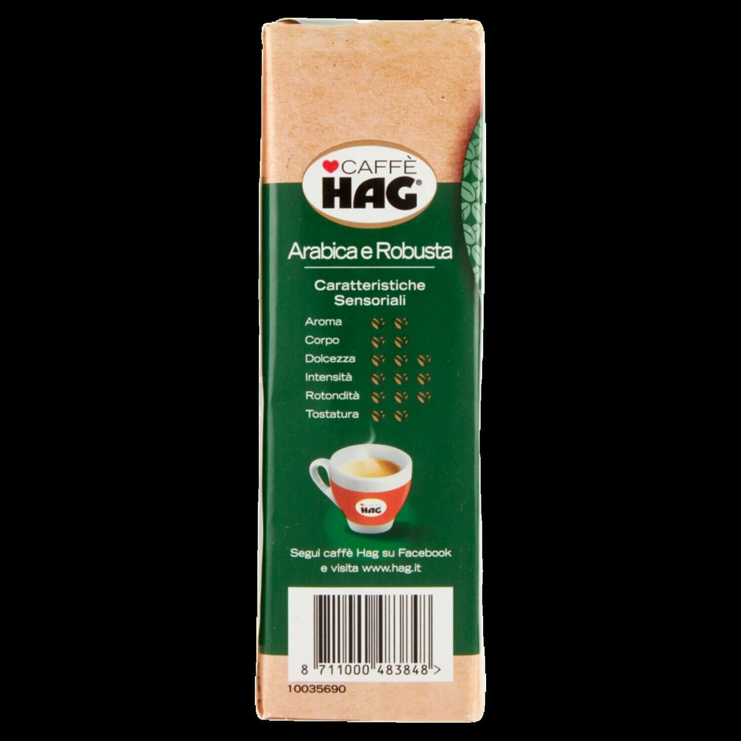 Hag - Caffè Macinato Decaffeinato Gusto Oro - Miscela Caffè per Moka 100%  Arabica - 16 Confezioni - Pacco da 250 gr – Raspada