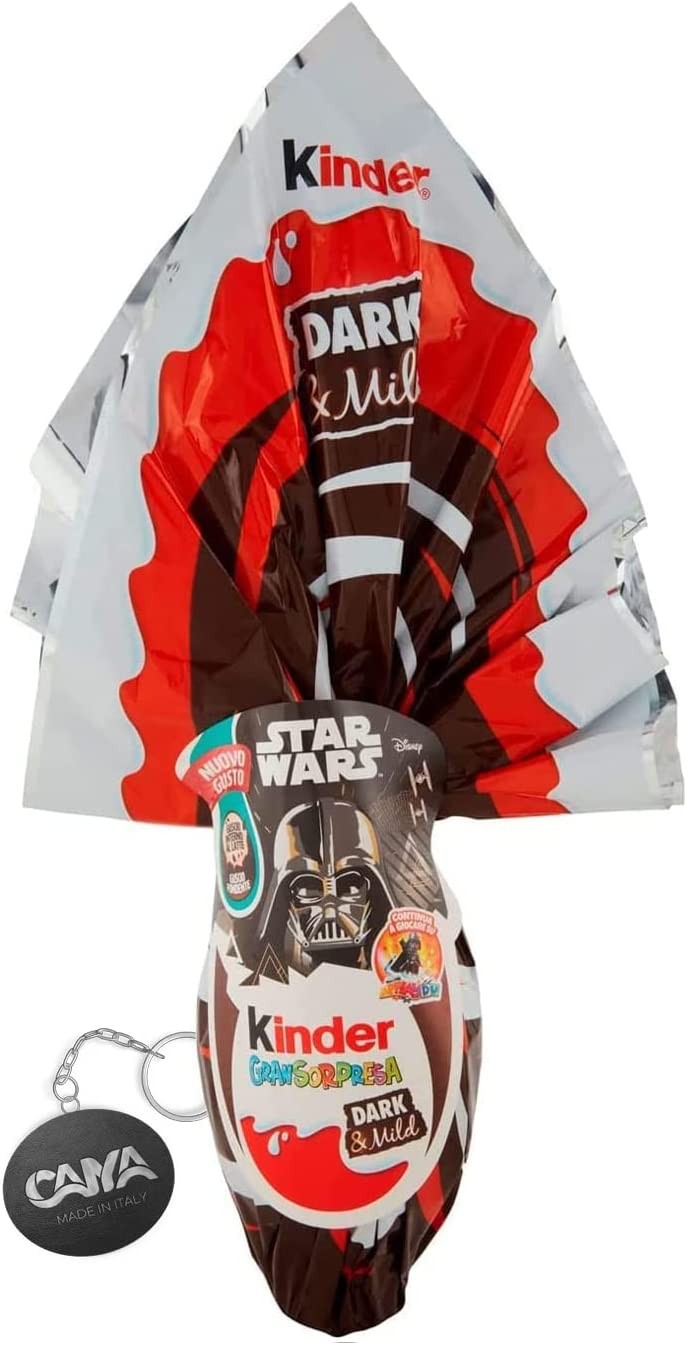 Kinder Gransorpresa Dark & Mild Uova di Cioccolato 220 g, con Gran Sorpresa, Star Wars - Lui - Ferrero - Nuovo Gusto Fondente Pa