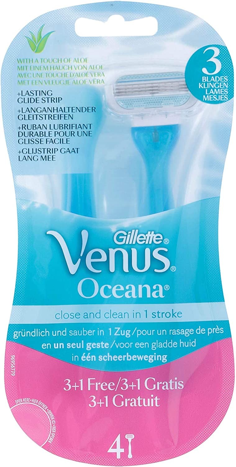 Gillette Venus Oceana, Rasoio Con Aloe Vera, Confezione da 3+1 Pz