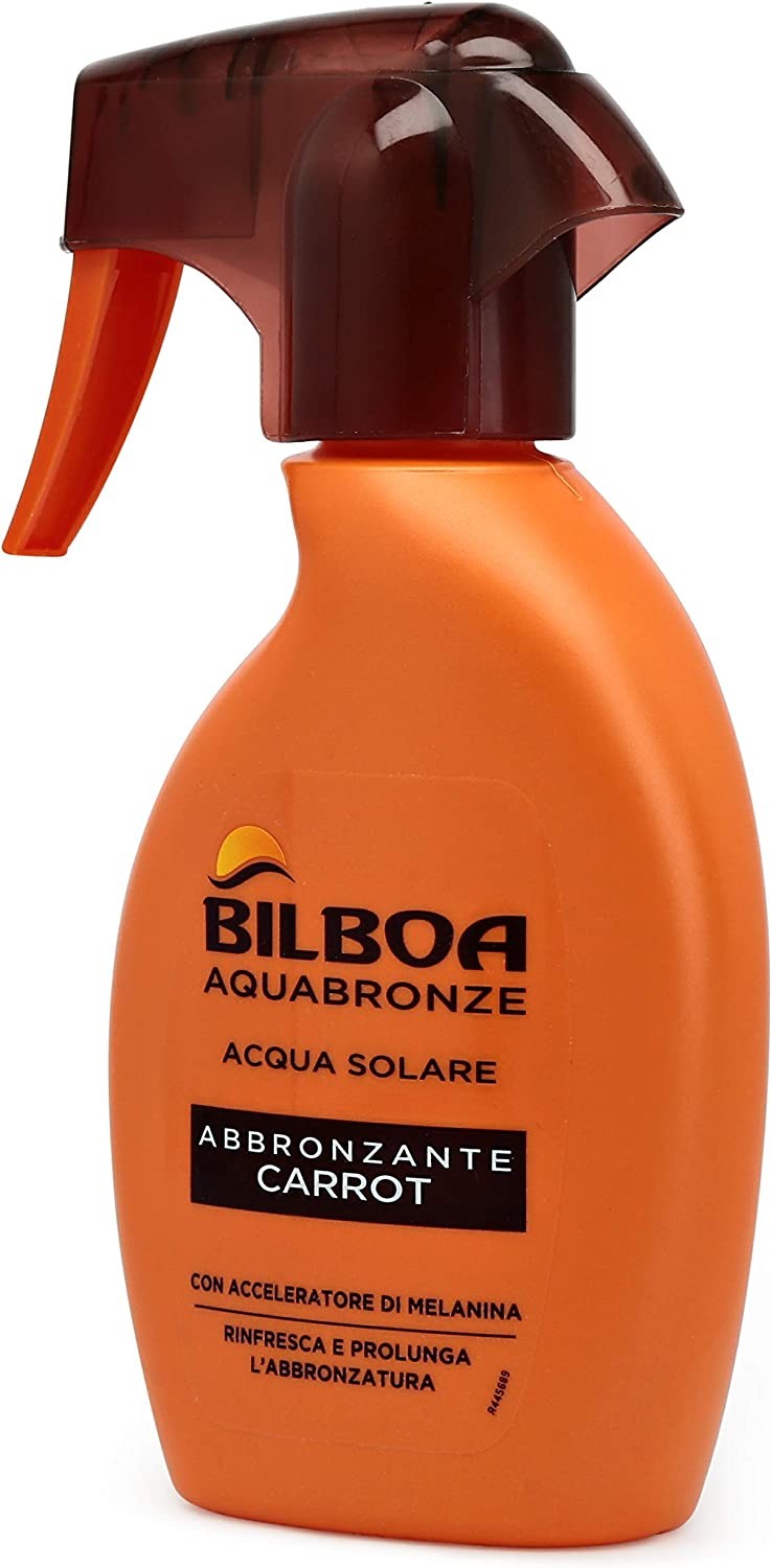 Bilboa Aquabronze Abbronzante Carrot, Acqua Solare Abbronzante con Cristalli di Mentolo e Attivatore di Melanina, Rinfresca la P