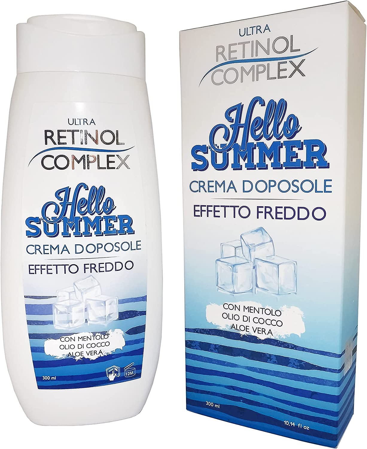 Retinol Complex Hllo Summer Crema Doposole"EFFETTO FREDDO" | 300ml Con Mentolo Olio di cocco Aloe Vera