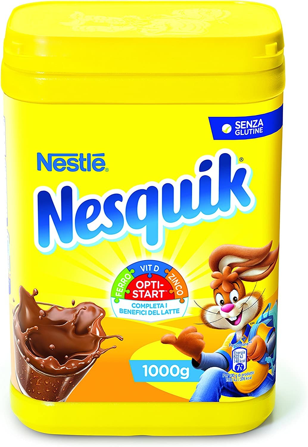 Nesquik Opti-Start Cacao Solubile per Latte Barattolo - 2 pezzi da 1 kg [2 kg]