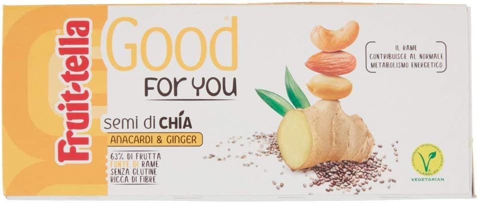 Fruittella Good For You Barrette Anacardi E Ginger, Con Mandorle E Semi Di Chia, Con Frutta Secca E Disidratata, Snack Sano Senz