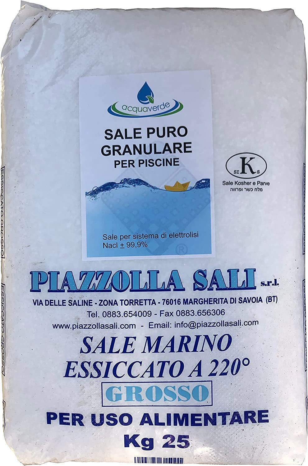 25 kg sale marino essicato per addolcitori acqua filtro depuratori casa piscina