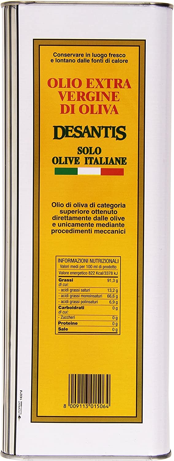 Desantis - Olio Extra Vergine Di Oliva, 100% Italiano - 5000 Ml