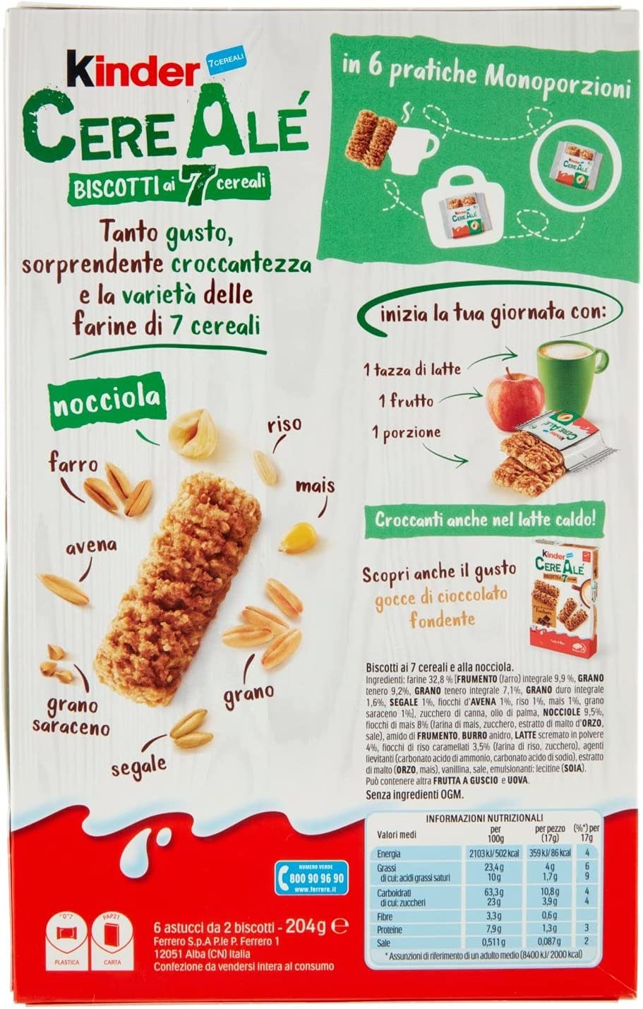 Kinder Cerealé Biscotti alla Nocciola, 204g