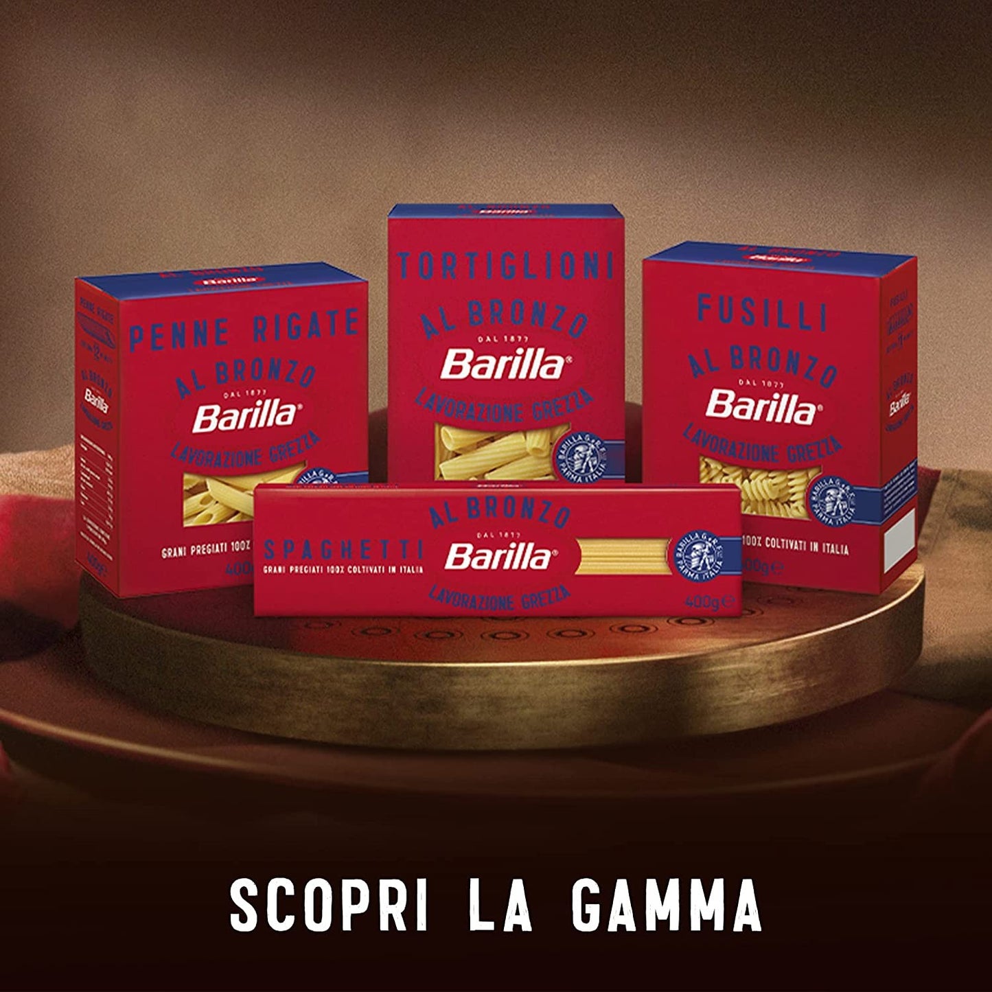 Barilla Pasta Al Bronzo Mezze Penne Rigate 100% Grano Italiano, Pasta Trafilata Al Bronzo con Lavorazione Grezza, Ruvidità Inten