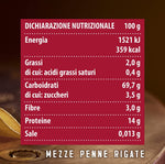 Barilla Pasta Al Bronzo Mezze Penne Rigate 100% Grano Italiano, Pasta Trafilata Al Bronzo con Lavorazione Grezza, Ruvidità Inten