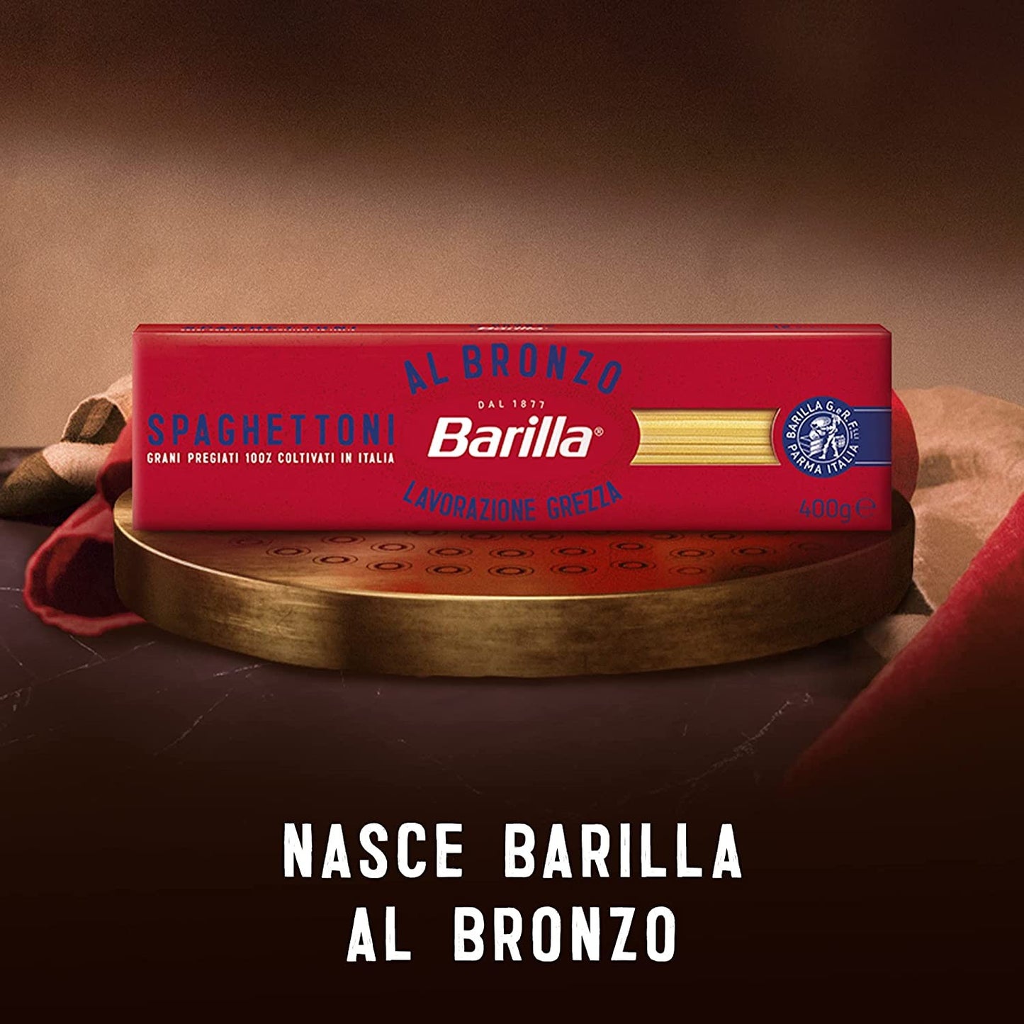 Barilla Pasta Al Bronzo Spaghettoni 100% Grano Italiano, Pasta Trafilata Al Bronzo con Lavorazione Grezza, Ruvidità Intensa, For