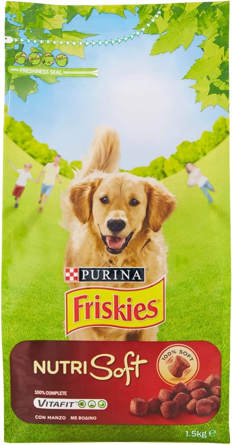 Purina Friskies Crocchette Cane Vitafit Nutri Soft con Manzo, 1.5 kg