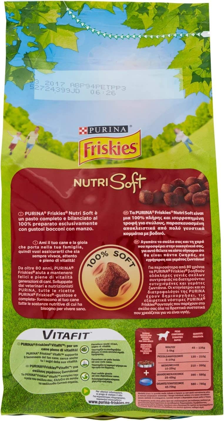 Purina Friskies Crocchette Cane Vitafit Nutri Soft con Manzo, 1.5 kg