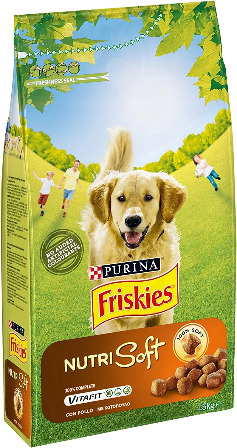 PURINA FRISKIES Crocchette Cane Vitafit Nutri Soft con Pollo, 6 sacchi da 1.5 kg ciascuno