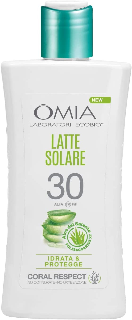 Omia, Latte Solare Protettivo SPF30 Viso e Corpo con Aloe Vera del Salento, Protezione Solare Alta, Per Pelli Chiare e Sensibili