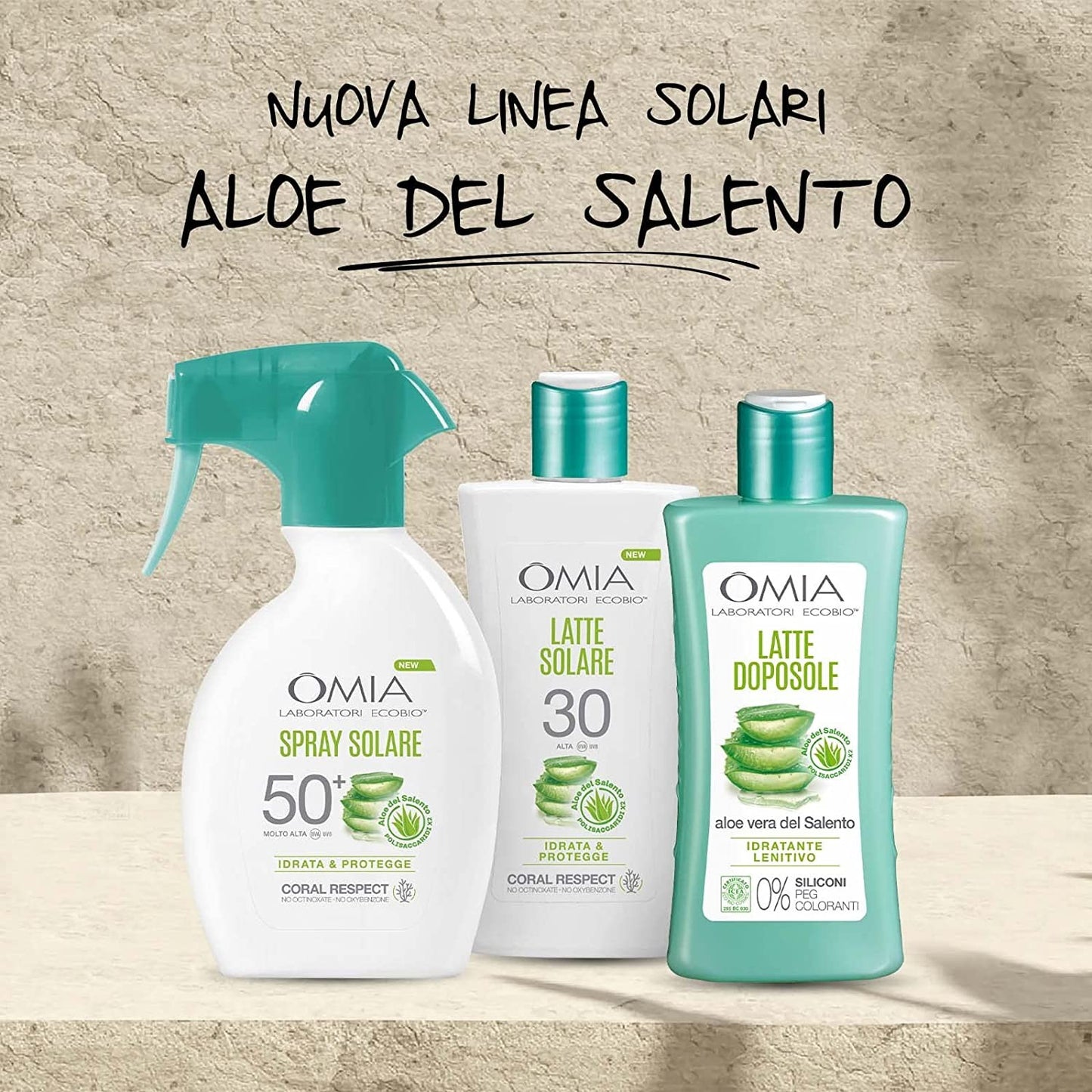 Omia, Latte Solare Protettivo SPF30 Viso e Corpo con Aloe Vera del Salento, Protezione Solare Alta, Per Pelli Chiare e Sensibili