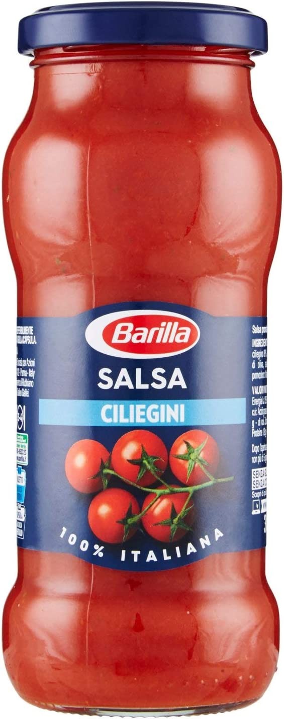 Barilla Sugo con Pomodori Ciliegini 100% Italiani, Salsa Pronta Classica, Senza Glutine - 300 gr