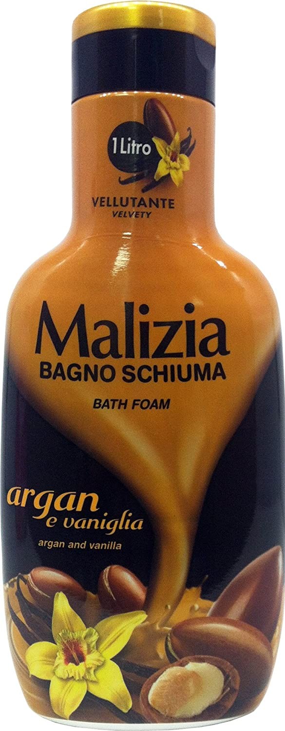 12 x MALIZIA Bagno Schiuma Argan E Vaniglia 1000 Ml